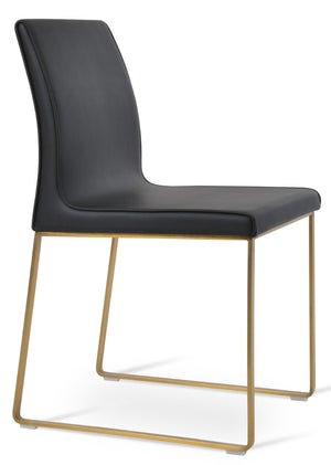 Soho Concept Polo Chair Sled Base Dining Chair - Stylish Flex Back, Durable Camira Fabric, 5-year Guarantee! Black,Gold,Brass  Soho-concept-dining-chair-05550