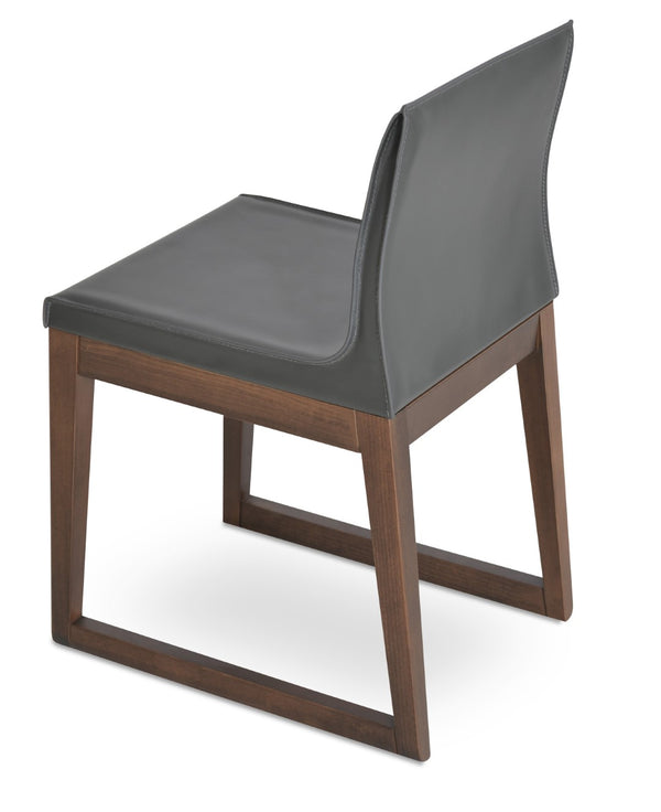 Soho Concept Polo Sled Wood Dining Chair In Stylish Grey Bonded Leather - Comfortable & Elegant Seating Option Grey  Soho-concept-dining-chair-05552