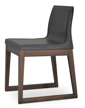 Soho Concept Polo Sled Wood Dining Chair In Stylish Grey Bonded Leather - Comfortable & Elegant Seating Option Grey  Soho-concept-dining-chair-05552