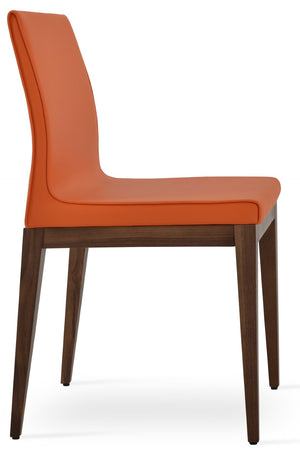 Soho Concept Polo Wood Dining Chair - Elegant Italian Design With Flexible Back, Camira Fabric, 10-year Warranty Orange,Walnut  Soho-concept-dining-chair-05543