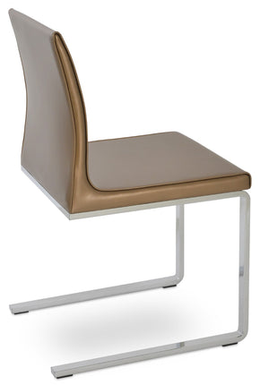 Soho Concept Polo Flat Chair - Stylish Dining Chair With Flexible Back, Camira Era Fabric, 10-year Guarantee, White Gold,Chrome  Soho-concept-dining-chair-05577