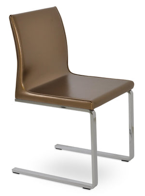 Soho Concept Polo Flat Chair - Stylish Dining Chair With Flexible Back, Camira Era Fabric, 10-year Guarantee, White Gold,Chrome  Soho-concept-dining-chair-05577