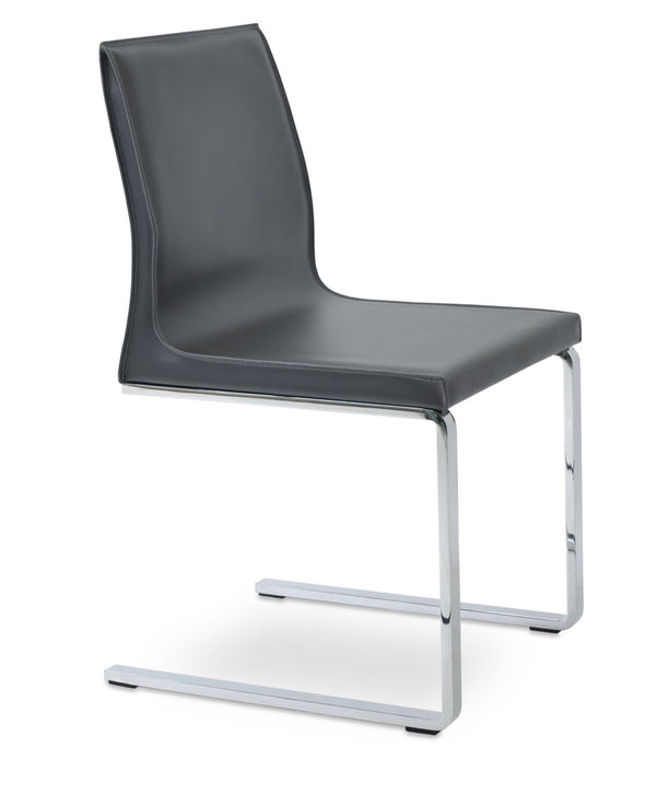 Soho Concept Polo Flat Chair Dining Chair - Stylish Bonded Leather Design With Sleek Chrome Legs For Modern Homes Dark Grey  Soho-concept-dining-chair-05571
