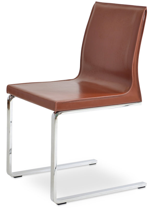 Soho Concept Polo Flat Chair Dining Chair - Stylish Bonded Leather Design With Sleek Chrome Legs For Modern Homes Chrome,Brown  Soho-concept-dining-chair-05570