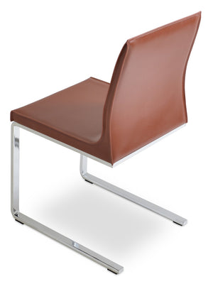 Soho Concept Polo Flat Chair Dining Chair - Stylish Bonded Leather Design With Sleek Chrome Legs For Modern Homes Chrome,Brown  Soho-concept-dining-chair-05570