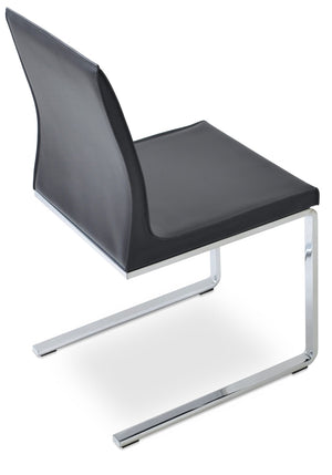 Soho Concept Polo Flat Chair Dining Chair - Stylish Bonded Leather Design With Sleek Chrome Legs For Modern Homes Chrome,Black  Soho-concept-dining-chair-05569