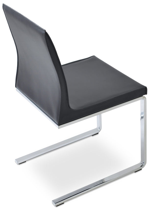 Soho Concept Polo Flat Chair Dining Chair - Stylish Bonded Leather Design With Sleek Chrome Legs For Modern Homes Chrome,Black  Soho-concept-dining-chair-05569