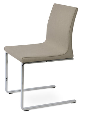 Soho Concept Polo Flat Chair - Stylish Dining Chair With Flexible Back, Camira Era Fabric, 10-year Guarantee, White Chrome,Beige  Soho-concept-dining-chair-05568