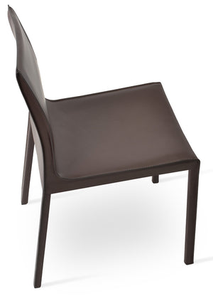 Soho Concept Polo Flat Chair Dining Chair - Stylish Bonded Leather Design With Sleek Chrome Legs For Modern Homes Brown  Soho-concept-dining-chair-05579