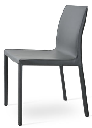 Soho Concept Polo Flat Chair Dining Chair - Stylish Bonded Leather Design With Sleek Chrome Legs For Modern Homes Grey  Soho-concept-dining-chair-05580