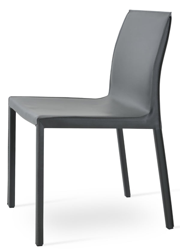 Soho Concept Polo Flat Chair Dining Chair - Stylish Bonded Leather Design With Sleek Chrome Legs For Modern Homes Grey  Soho-concept-dining-chair-05580