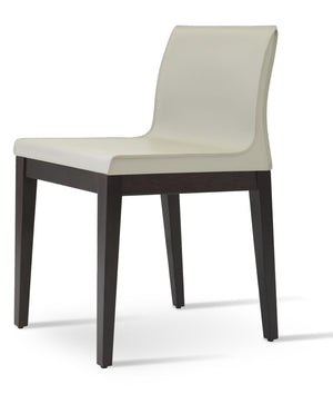 Soho Concept Polo Wood Dining Chair - Stylish Bonded Leather Seat In Walnut Brown For Modern Dining Spaces Bone,Wenge  Soho-concept-dining-chair-05583