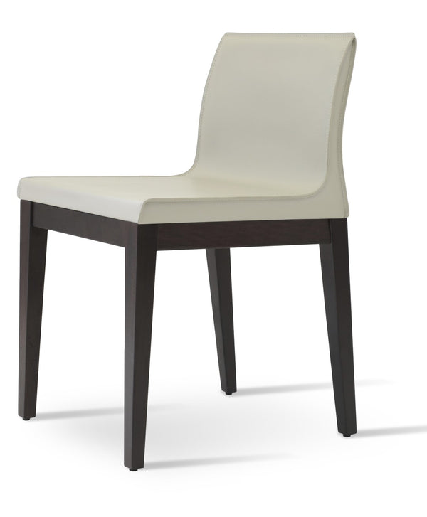 Soho Concept Polo Wood Dining Chair - Stylish Bonded Leather Seat In Walnut Brown For Modern Dining Spaces Bone,Wenge  Soho-concept-dining-chair-05583