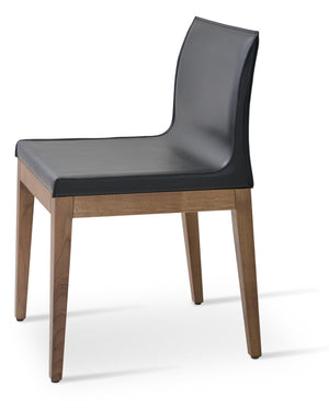 Soho Concept Polo Wood Dining Chair - Stylish Bonded Leather Seat In Walnut Brown For Modern Dining Spaces Walnut  Soho-concept-dining-chair-05582
