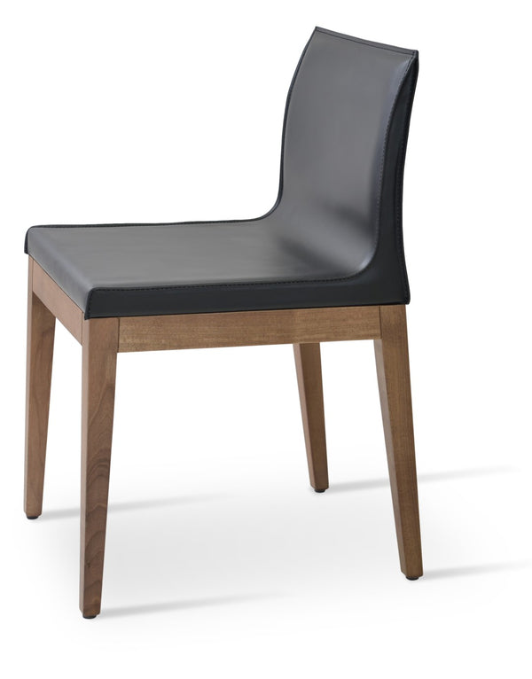 Soho Concept Polo Wood Dining Chair - Stylish Bonded Leather Seat In Walnut Brown For Modern Dining Spaces Walnut  Soho-concept-dining-chair-05582