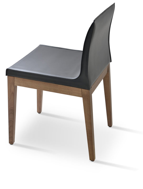 Soho Concept Polo Wood Dining Chair - Stylish Bonded Leather Seat In Walnut Brown For Modern Dining Spaces Walnut  Soho-concept-dining-chair-05582