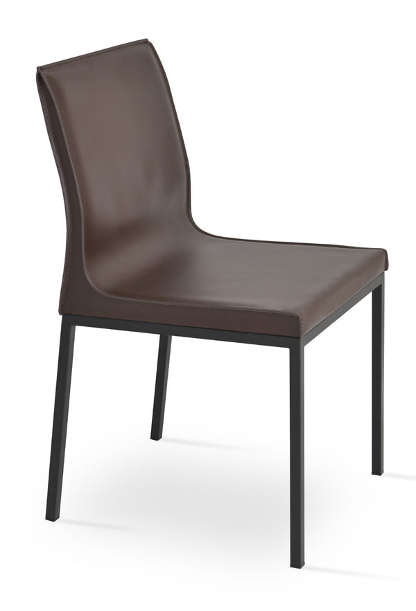 Soho Concept Polo Metal Dining Chair - Elegant Bonded Leather Seating In Black & Brown For Stylish Dining Spaces Black,Brown  Soho-concept-dining-chair-05586