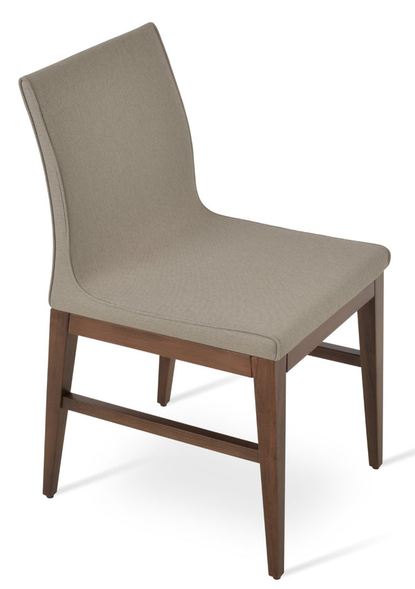 Soho Concept Polo Wood Dining Chair - Elegant Italian Design With Flexible Back, Camira Fabric, 10-year Warranty Beige,Walnut  Soho-concept-dining-chair-05598