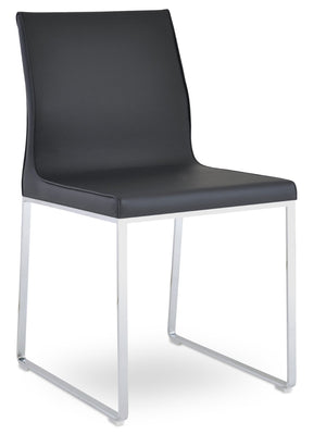 Soho Concept Polo Sled Wood Dining Chair With Flexible Back, Premium Camira Era Fabric, 10-year Warranty, Walnut & Black Black  Soho-concept-dining-chair-05606