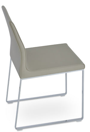 Soho Concept Polo Sled Wood Dining Chair With Flexible Back, Premium Camira Era Fabric, 10-year Warranty, Walnut & Black Bone  Soho-concept-dining-chair-05604