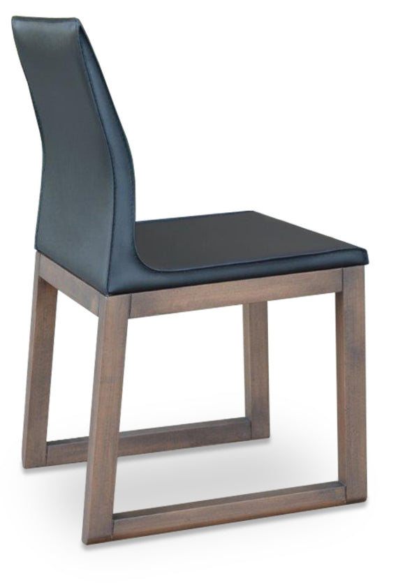 Soho Concept Polo Sled Wood Dining Chair In Stylish Grey Bonded Leather - Comfortable & Elegant Seating Option Walnut,Dark Grey  Soho-concept-dining-chair-05605