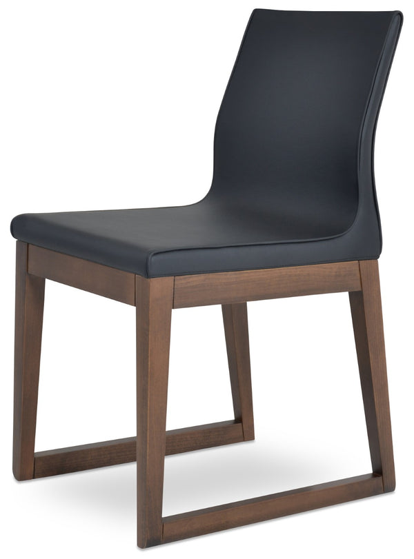 Soho Concept Polo Sled Wood Dining Chair With Flexible Back, Premium Camira Era Fabric, 10-year Warranty, Walnut & Black Walnut,Black  Soho-concept-dining-chair-05602