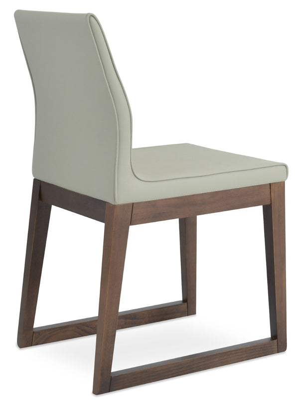 Soho Concept Polo Sled Wood Dining Chair With Flexible Back, Premium Camira Era Fabric, 10-year Warranty, Walnut & Black Walnut,Black  Soho-concept-dining-chair-05601