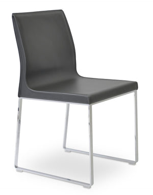 Soho Concept Polo Flat Chair Dining Chair - Stylish Bonded Leather Design With Sleek Chrome Legs For Modern Homes Chrome,Dark Grey  Soho-concept-dining-chair-05610
