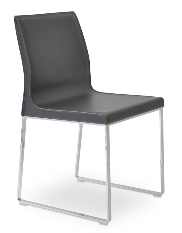 Soho Concept Polo Flat Chair Dining Chair - Stylish Bonded Leather Design With Sleek Chrome Legs For Modern Homes Chrome,Dark Grey  Soho-concept-dining-chair-05610