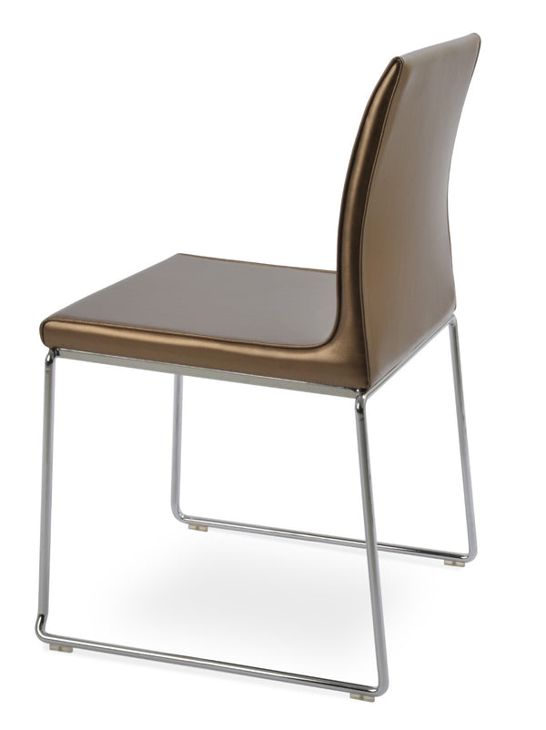 Soho Concept Polo Wire Stackable Dining Chair - Flexible Back, Brass & Beige, Durable Camira Era Fabric, 10 Year Guarantee Chrome,Gold  Soho-concept-dining-chair-05630