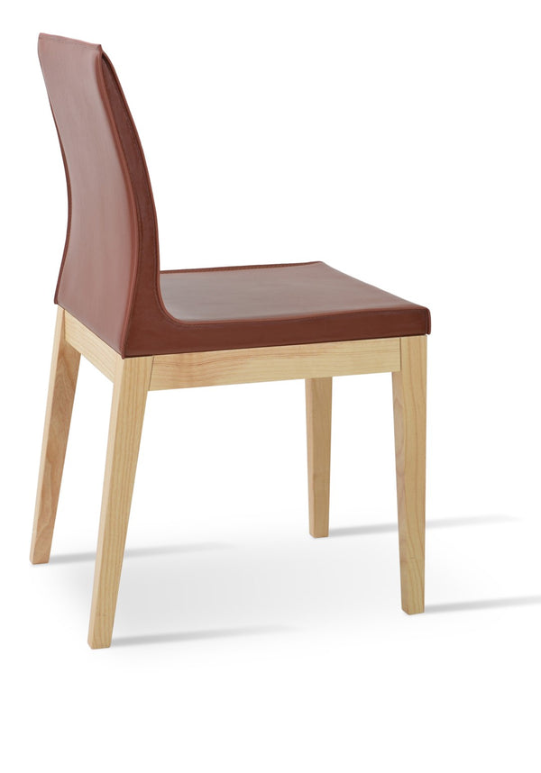 Soho Concept Polo Wood Dining Chair - Stylish Bonded Leather Seat In Walnut Brown For Modern Dining Spaces Ash,Brown  Soho-concept-dining-chair-05659
