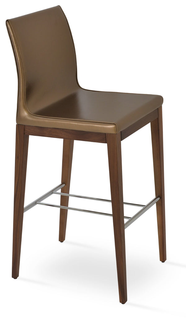 Soho Concept Polo Wood Barstools & Counterstools – Elegant Upholstery, Solid Walnut Base, 10-year Guarantee! Walnut,Gold  Soho-concept-dining-chair-07121