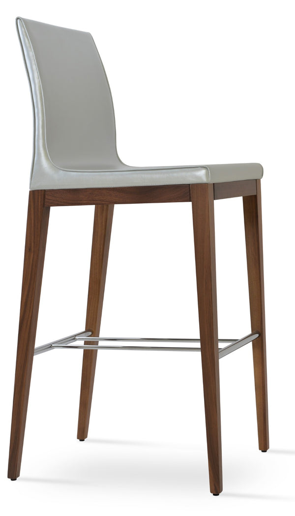 Soho Concept Polo Wood Barstools & Counterstools – Elegant Upholstery, Solid Walnut Base, 10-year Guarantee! Walnut,Silver  Soho-concept-dining-chair-09716