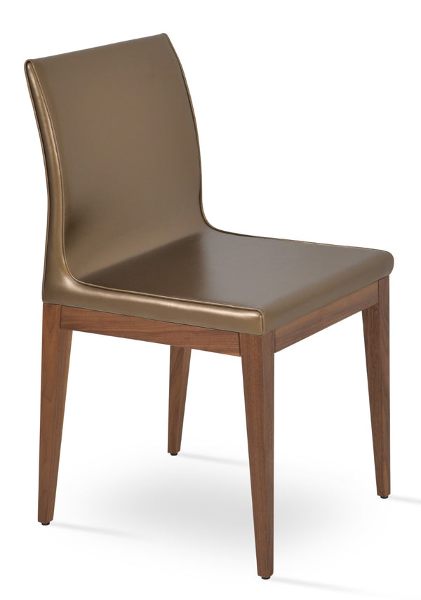 Soho Concept Polo Wood Dining Chair - Elegant Italian Design With Flexible Back, Camira Fabric, 10-year Warranty Gold,Walnut  Soho-concept-dining-chair-05650