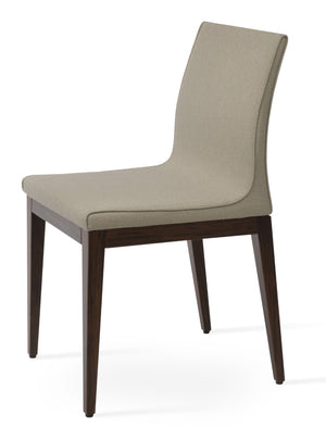 Soho Concept Polo Wood Dining Chair - Elegant Italian Design With Flexible Back, Camira Fabric, 10-year Warranty Walnut,Beige  Soho-concept-dining-chair-05649