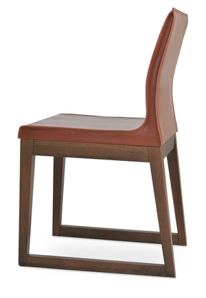 Soho Concept Polo Wood Dining Chair - Stylish Bonded Leather Seat In Walnut Brown For Modern Dining Spaces Walnut,Brown  Soho-concept-dining-chair-05652
