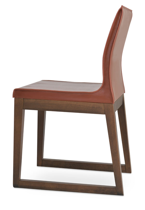 Soho Concept Polo Wood Dining Chair - Stylish Bonded Leather Seat In Walnut Brown For Modern Dining Spaces Walnut,Brown  Soho-concept-dining-chair-05652