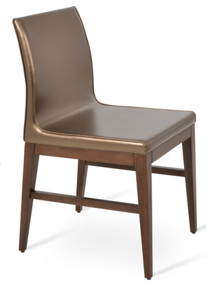 Soho Concept Polo Wood Dining Chair - Elegant Italian Design With Flexible Back, Camira Fabric, 10-year Warranty Gold,Walnut  Soho-concept-dining-chair-05638