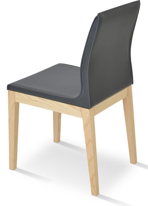 Soho Concept Polo Wood Dining Chair - Stylish Bonded Leather Seat In Walnut Brown For Modern Dining Spaces Dark Grey,Natural,Ash  Soho-concept-dining-chair-05648