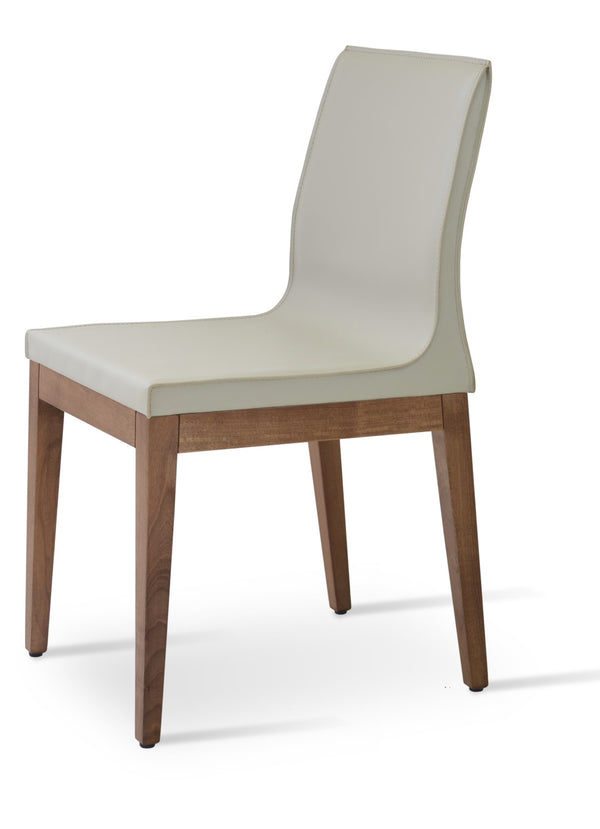 Soho Concept Polo Wood Dining Chair - Stylish Bonded Leather Seat In Walnut Brown For Modern Dining Spaces Walnut  Soho-concept-dining-chair-05664