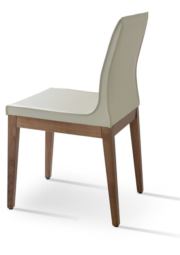 Soho Concept Polo Wood Dining Chair - Stylish Bonded Leather Seat In Walnut Brown For Modern Dining Spaces Walnut  Soho-concept-dining-chair-05664