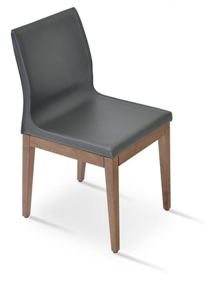 Soho Concept Polo Wood Dining Chair - Stylish Bonded Leather Seat In Walnut Brown For Modern Dining Spaces Walnut,Dark Grey  Soho-concept-dining-chair-05662