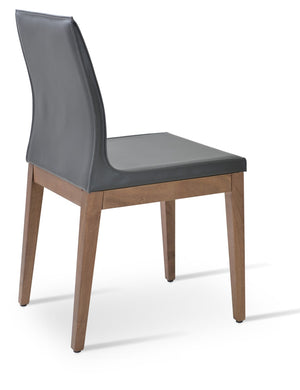 Soho Concept Polo Wood Dining Chair - Stylish Bonded Leather Seat In Walnut Brown For Modern Dining Spaces Walnut,Dark Grey  Soho-concept-dining-chair-05663
