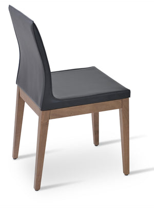 Soho Concept Polo Wood Dining Chair - Stylish Bonded Leather Seat In Walnut Brown For Modern Dining Spaces Walnut,Black  Soho-concept-dining-chair-05660