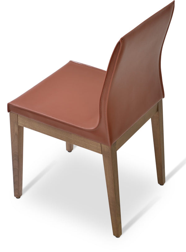 Soho Concept Polo Wood Dining Chair - Stylish Bonded Leather Seat In Walnut Brown For Modern Dining Spaces Walnut,Brown  Soho-concept-dining-chair-05661