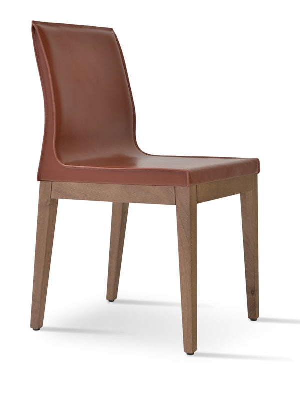 Soho Concept Polo Wood Dining Chair - Stylish Bonded Leather Seat In Walnut Brown For Modern Dining Spaces Walnut,Brown  Soho-concept-dining-chair-05661