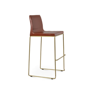 Soho Concept Polo Stackable Barstools & Counterstools - Bonded Leather, Brass Finish, Contemporary Design Brass,Brown  Soho-concept-dining-chair-09683