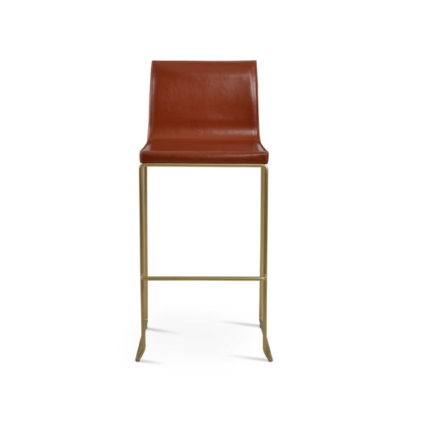 Soho Concept Polo Stackable Barstools & Counterstools - Bonded Leather, Brass Finish, Contemporary Design Brass,Brown  Soho-concept-dining-chair-07112