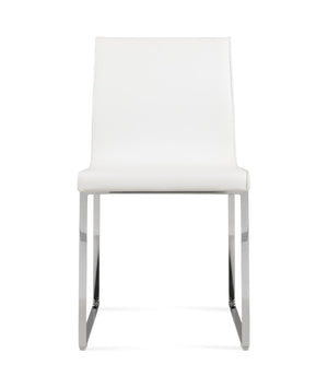 Soho Concept Polo Chair Sled Base Dining Chair - Stylish Flex Back, Durable Camira Fabric, 5-year Guarantee! Chrome,White  Soho-concept-dining-chair-05551
