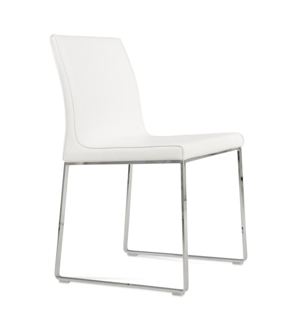 Soho Concept Polo Chair Sled Base Dining Chair - Stylish Flex Back, Durable Camira Fabric, 5-year Guarantee! Chrome,White  Soho-concept-dining-chair-05551